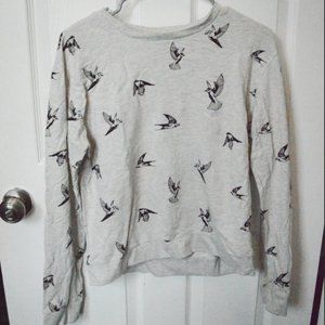 Women's Long Sleeve Shirt with Bird Pattern